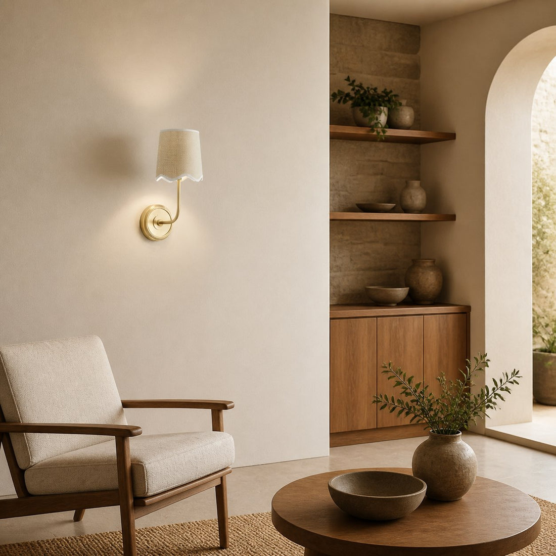 Glissum Contemporary Metal and Linen Wall Lamp with Soft Diffused Shade for Hallway or Entry