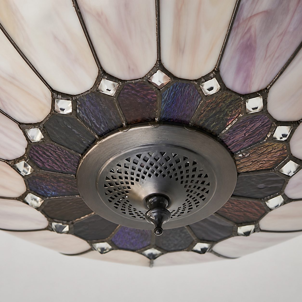 TF Brooklyn Tiffany Glass Flush Mount Ceiling Light - Art Deco Design for Hallway or Living Room