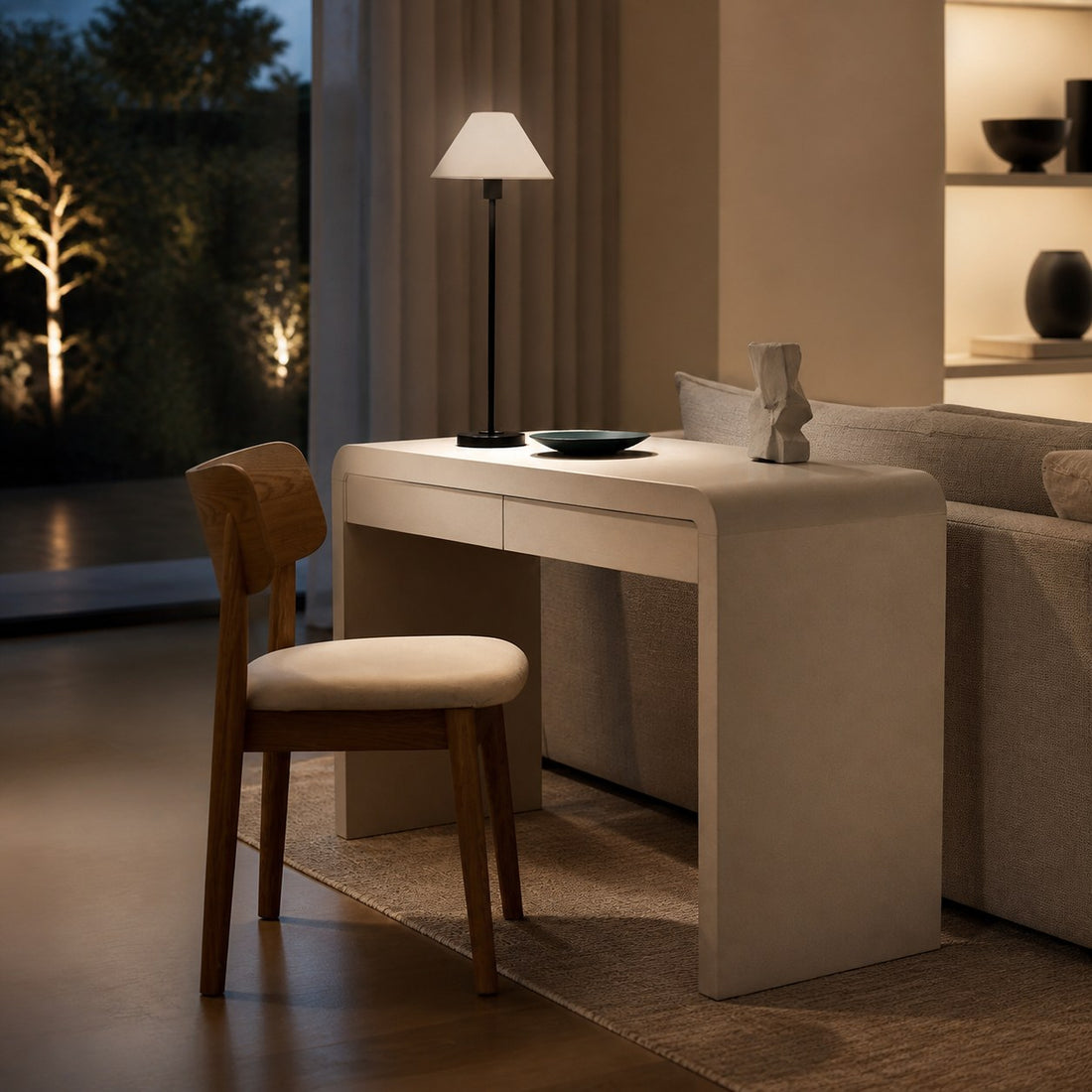 Diora Table & Floor Lamps - Linen Shade Modern Linear Style Sophisticated Accent