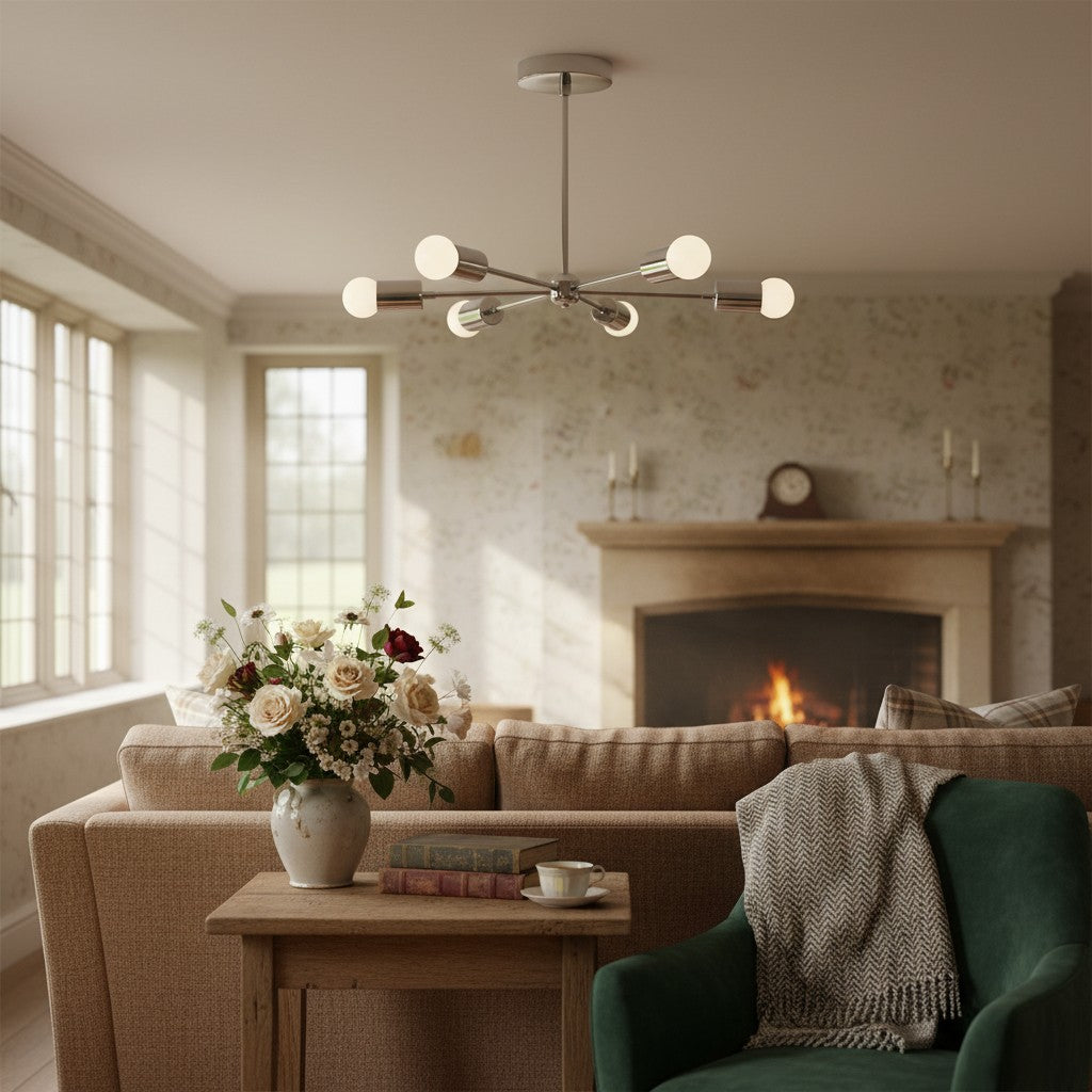 Lumen Radial-Arm Geometric Lamp – Modern Ceiling Lighting for Foyer or Office