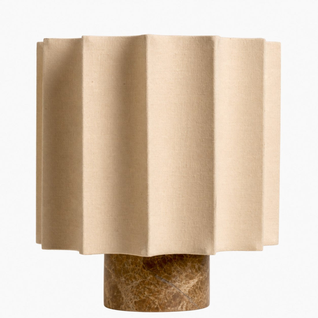 Cavilon Table Lamp with Fan-Shaped Linen Shade - Stone Finishes Suitable for Living Rooms