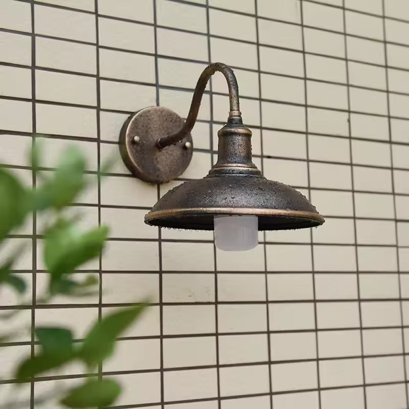 Retro Industrial Bowl Shaped Outdoor Waterproof Wall Light