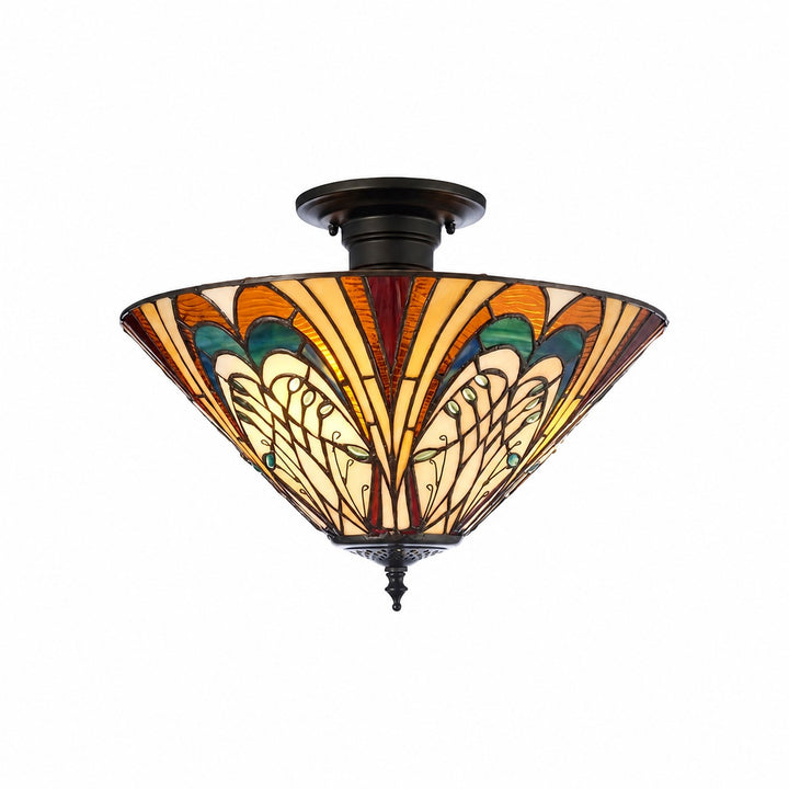 TF Hector Ceiling Light – Handcrafted Stained Glass Design Semi‑Flush or Pendant Fixture for Home