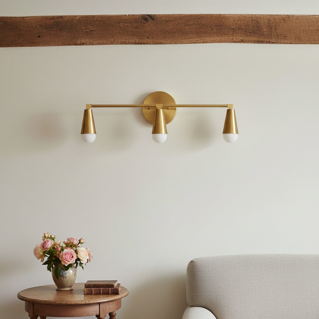 Pyralis Cone Artistic Triple Light Wall Fixture for Bedroom or Dressing Room