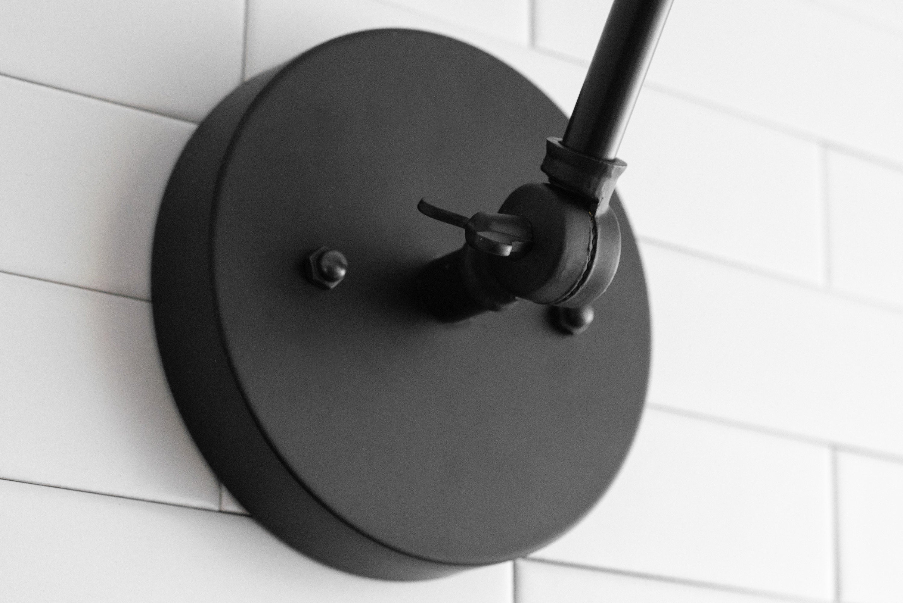 Conique Metal Industrial Wall Sconce with Adjustable Arm - Vintage Glass Cone Shade