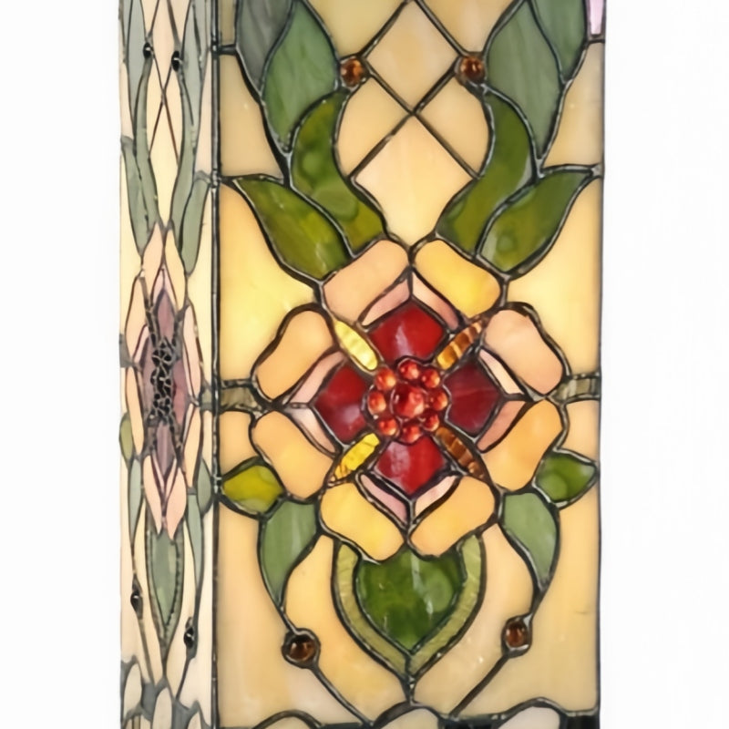 TF Angelique Art Nouveau Stained Glass Table Lamp - Handcrafted Floral Design for Living Room
