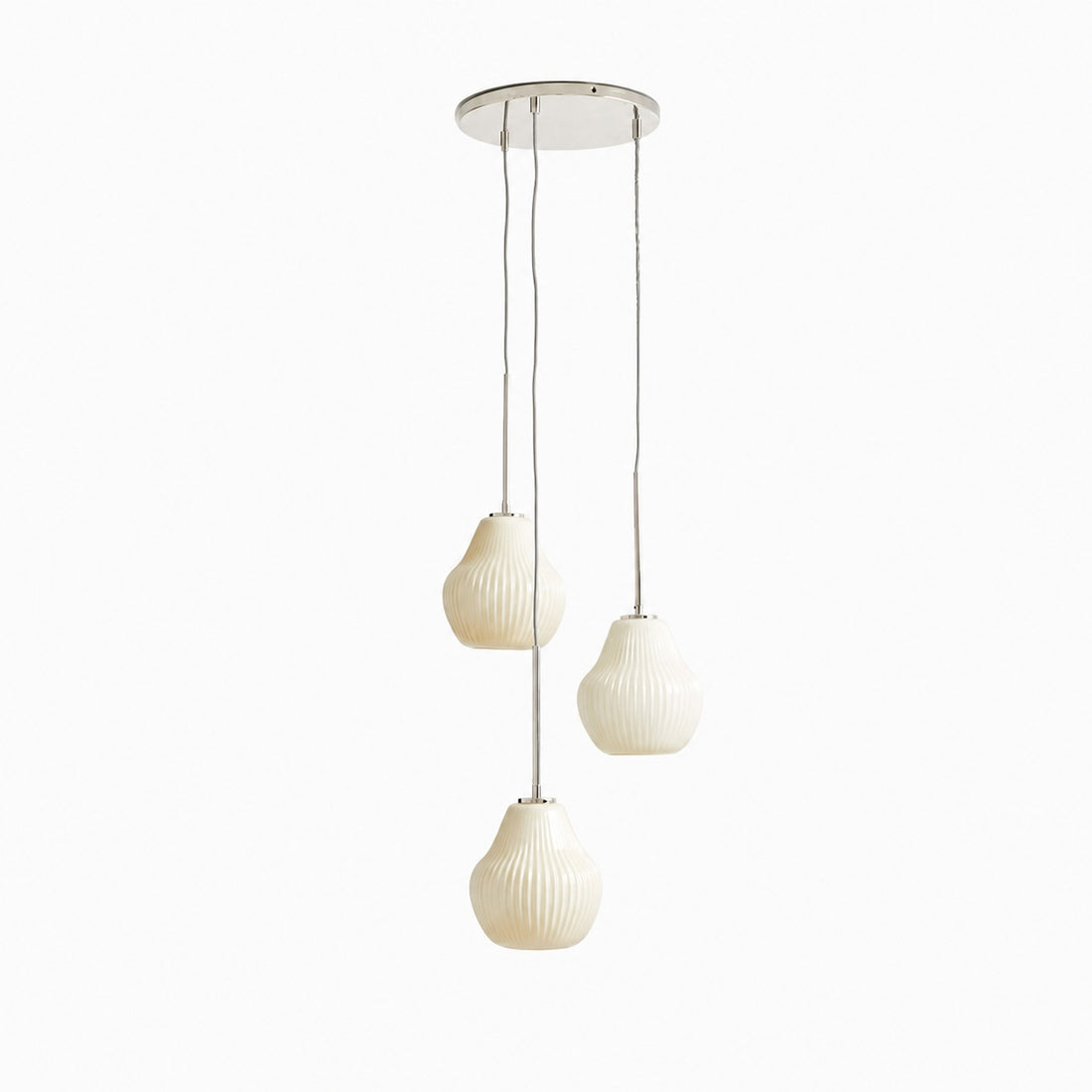 Rivrona Ribbed Glass 3-Light Chandelier - Sculptural Modern Lighting for Home