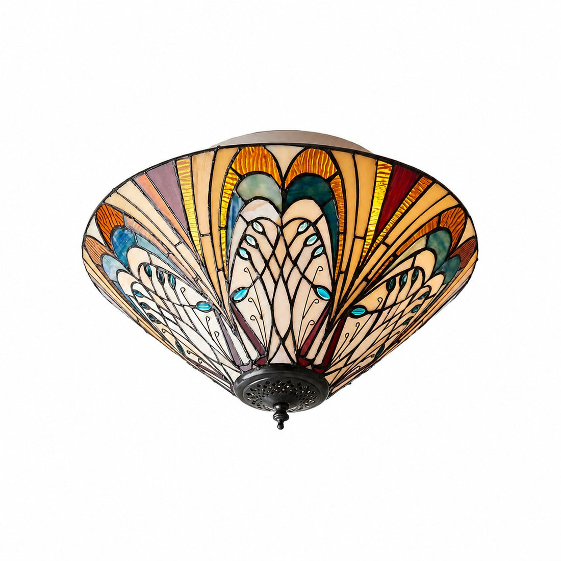 TF Hector Ceiling Light – Handcrafted Stained Glass Design Semi‑Flush or Pendant Fixture for Home