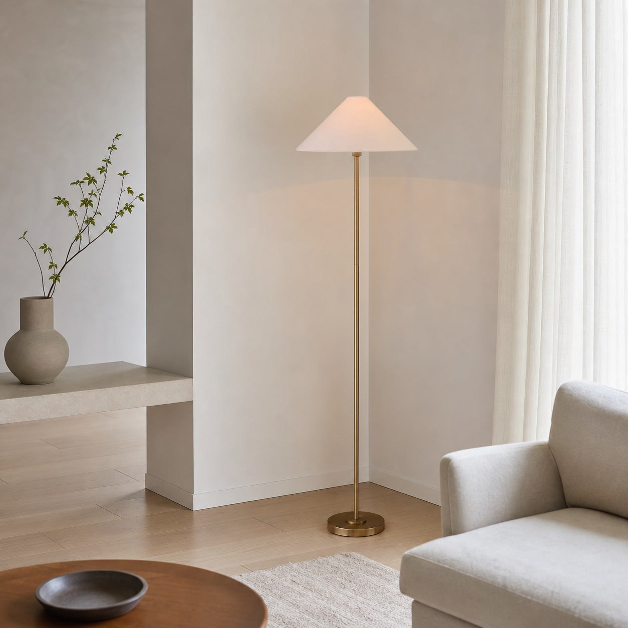 Diora Table & Floor Lamps - Linen Shade Modern Linear Style Sophisticated Accent