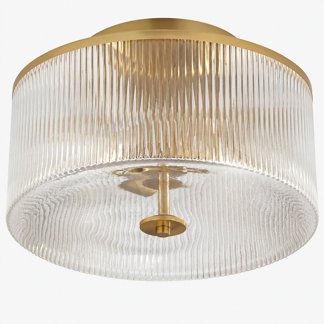 Rilona Striped Glass Drum Ceiling Fixture — Classic Semi-Flush Light for Bedroom or Office U13