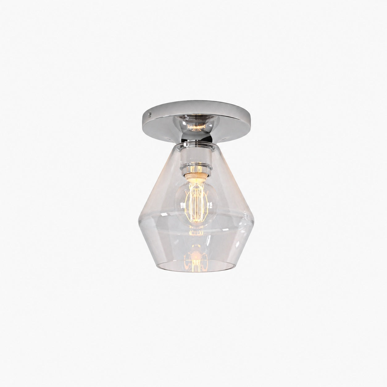 Merin Minimalist Sleek Geometric Glass Flushmount Light