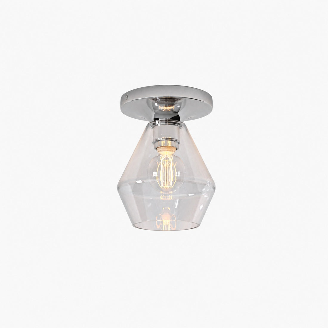 Merin Minimalist Sleek Geometric Glass Flushmount Light