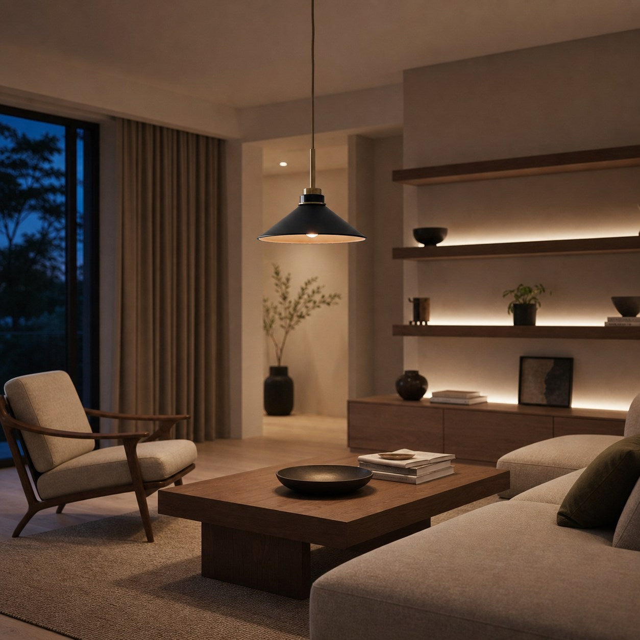 Aurenza Modern Farmhouse Pendant Light - Adjustable Shade for Warm Ambiance