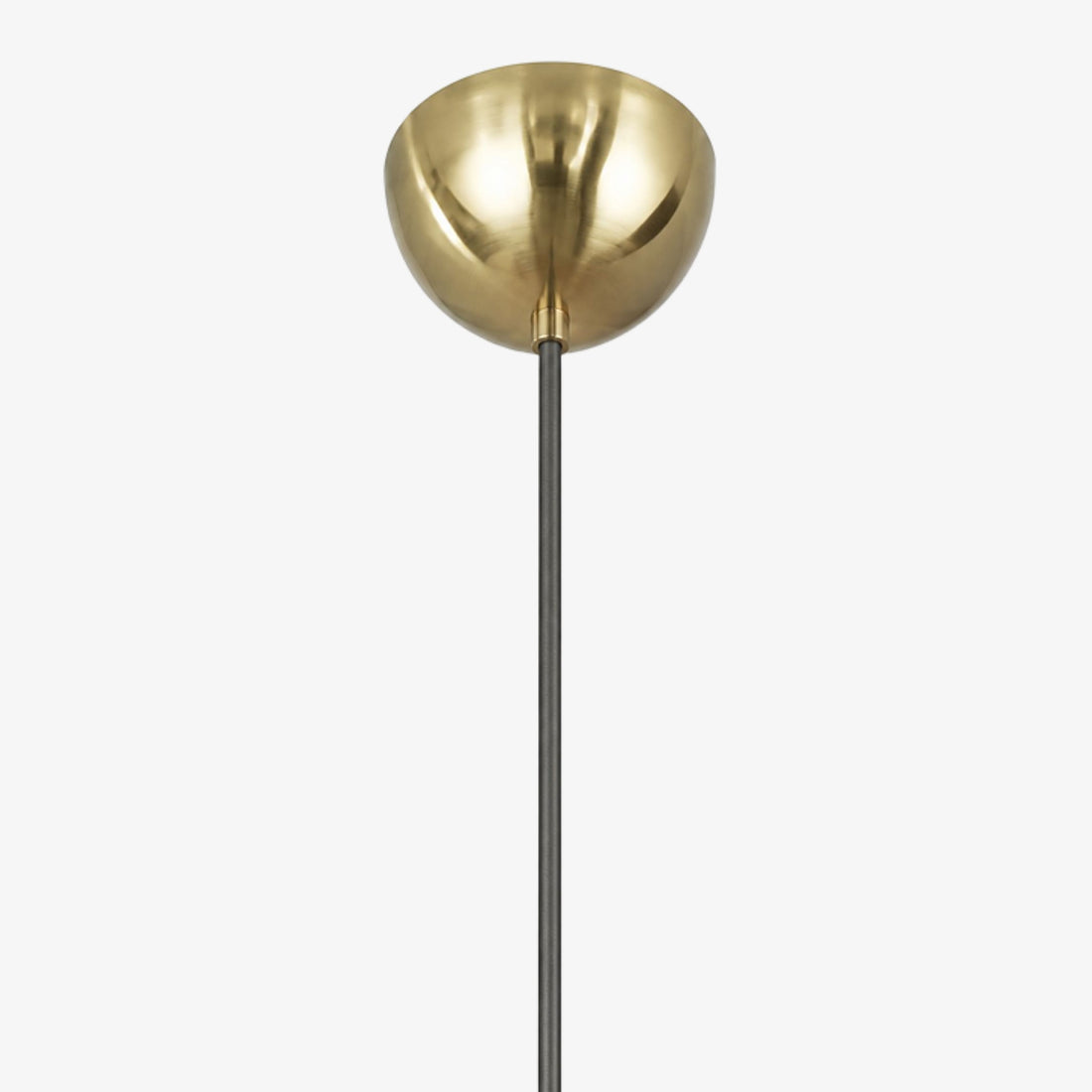 Antique brass ceiling canopy and black suspension cord detail