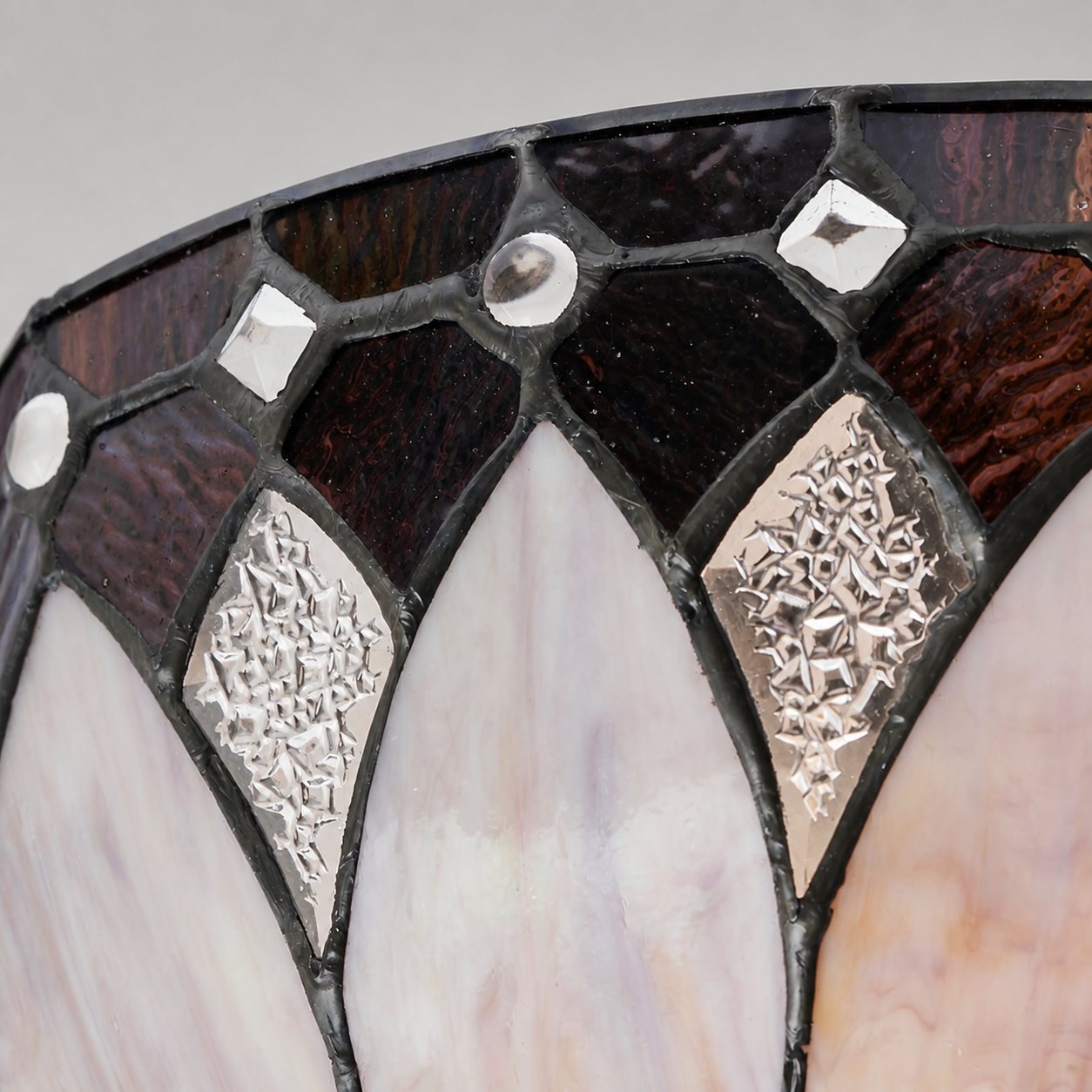 TF Brooklyn Tiffany Semi-flush Ceiling Light - Geometric Glass Shade for Hallways or Living Rooms