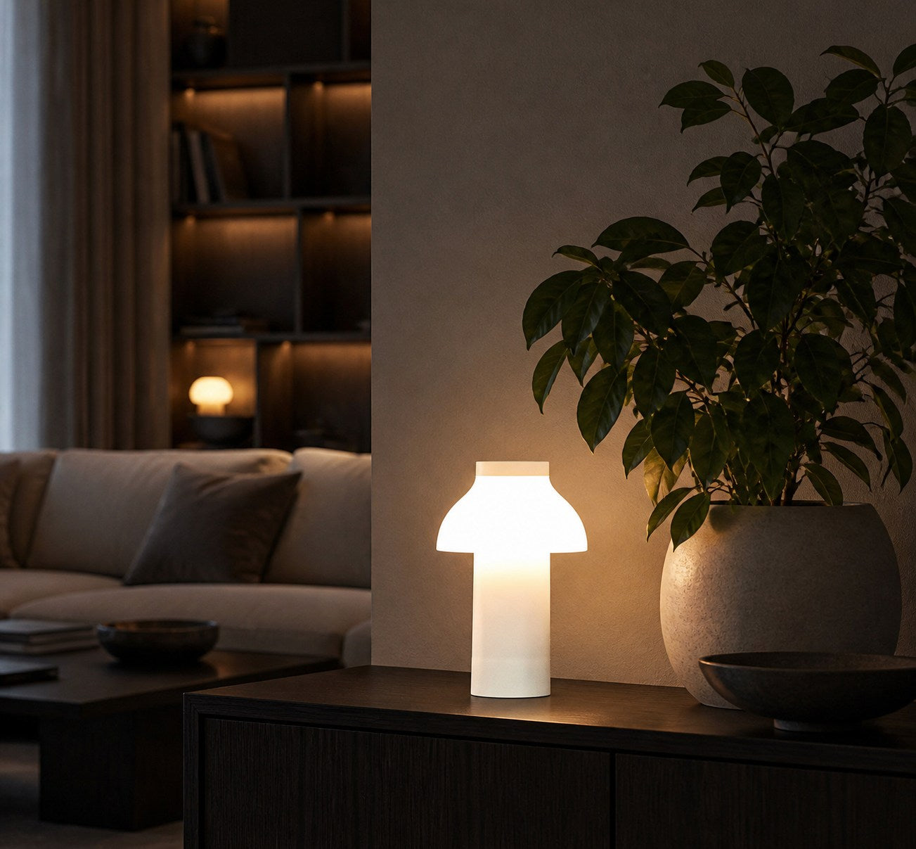 Modern Portable Table Lamp – Minimalist Rechargeable Light for Indoor Outdoor Use