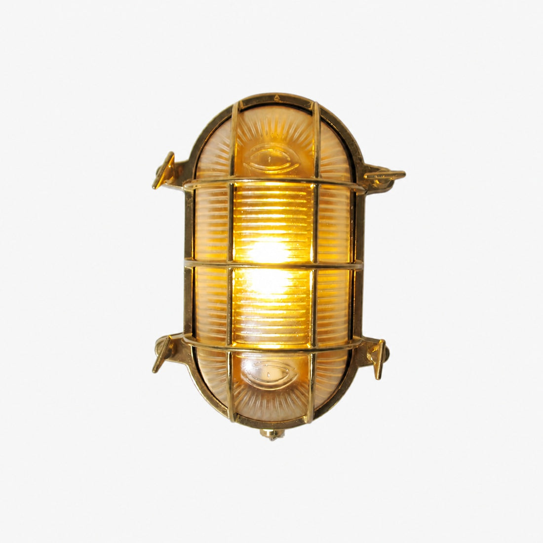 Ivoran Bulkhead Wall Sconce - Brass Caged Glass Vintage Industrial Light for Outdoor and Bathroom