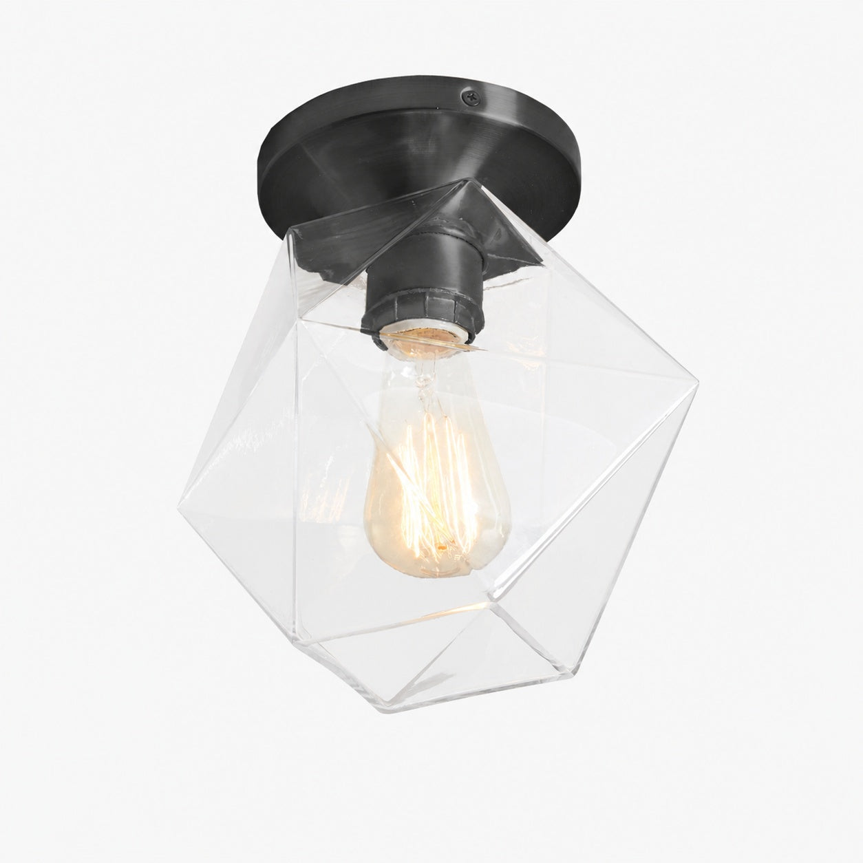 Talvior Sculptural Flush Mount Ceiling Light – Faceted Glass for Modern Interiors