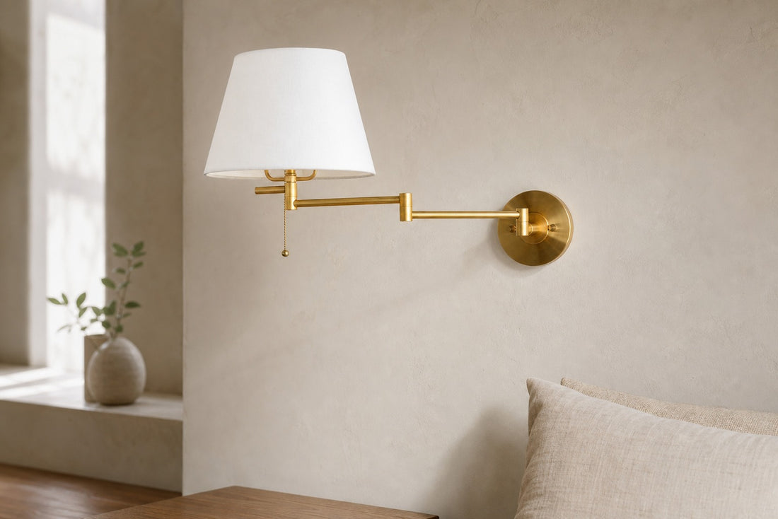 Ornato Luxe Brass Schoolhouse Sconce - Art Deco Wall Light with White Glass Shade