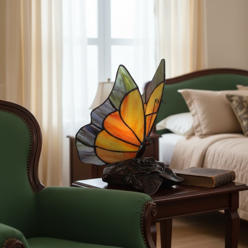 TF Butterfly Table Lamp – Nature-Inspired Glass Design Perfect for Living Rooms or Hallways