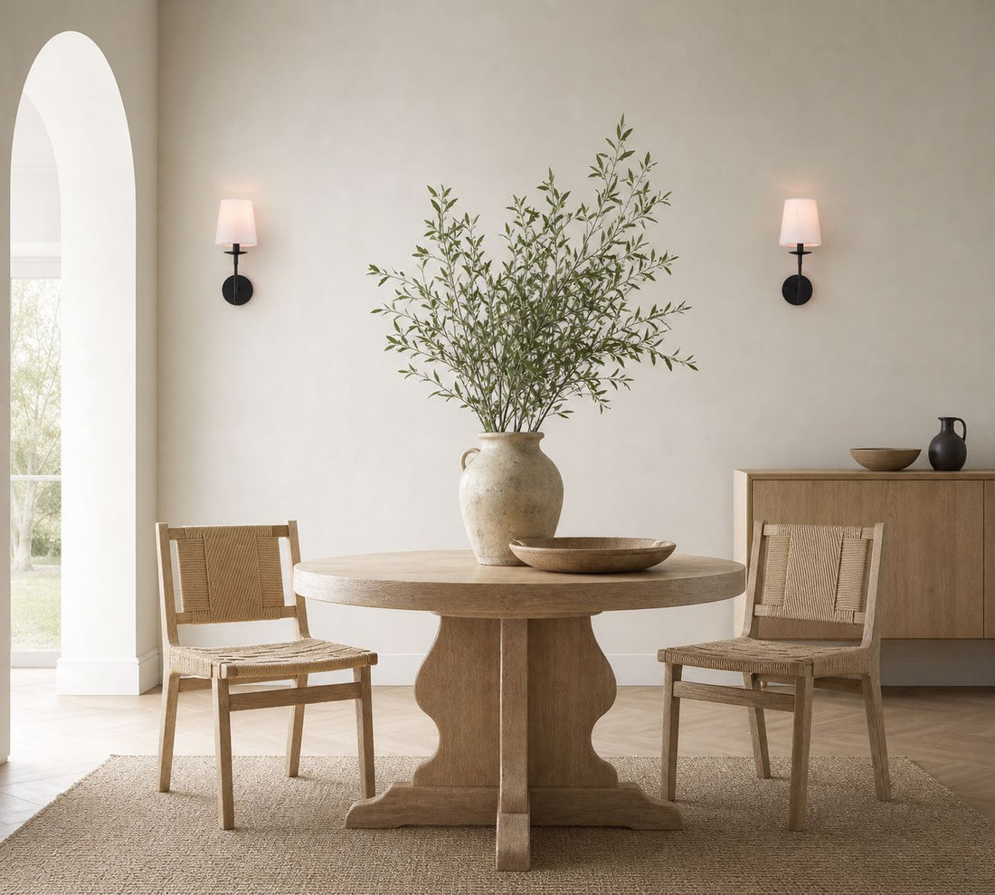 Rowan Bronze or Brass Wall Sconce - Iron Light with White Linen Shade for Home