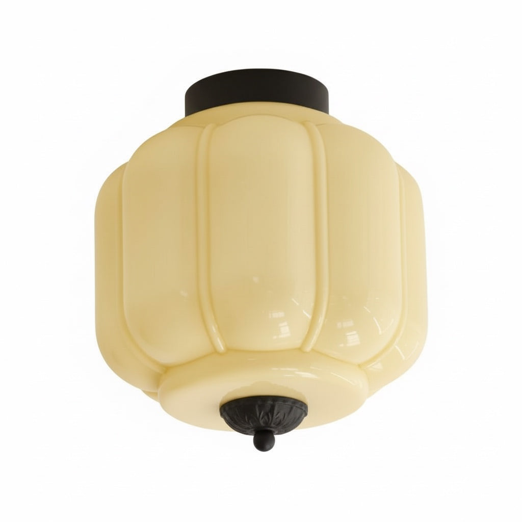 Vintage Eloise Milk Glass Flush Mount Ceiling Light - Vintage Charm Soft Glow