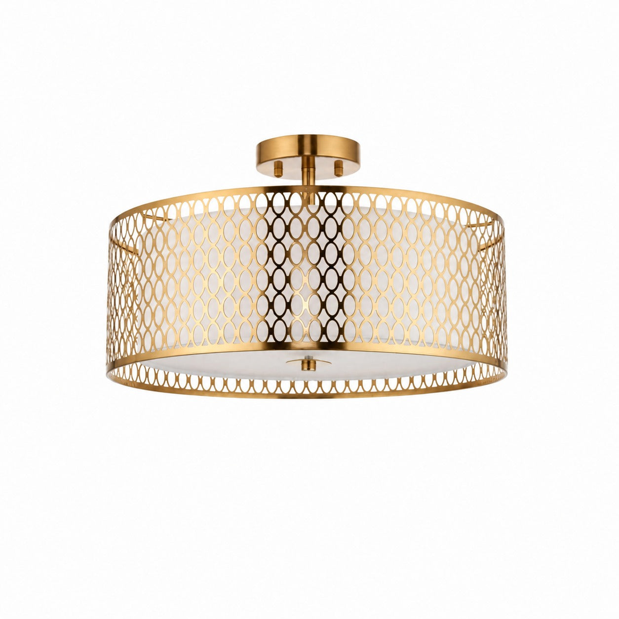 Liorin Geometric Mesh 3‑Light Flush Ceiling Light - Mesh Metal Frosted Lamp for Living Room or Hallway