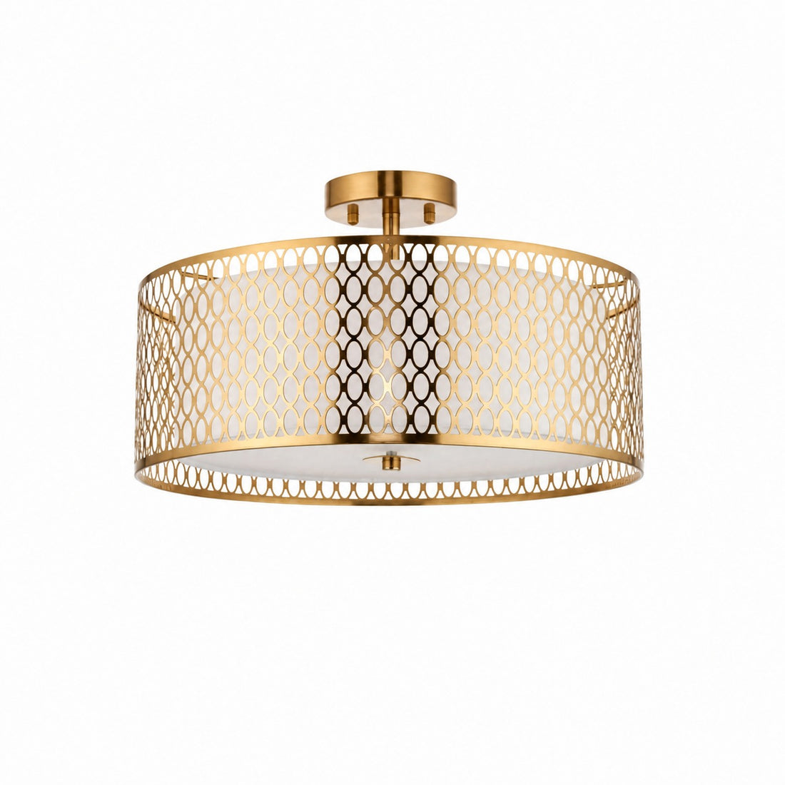Liorin Geometric Mesh 3‑Light Flush Ceiling Light - Mesh Metal Frosted Lamp for Living Room or Hallway