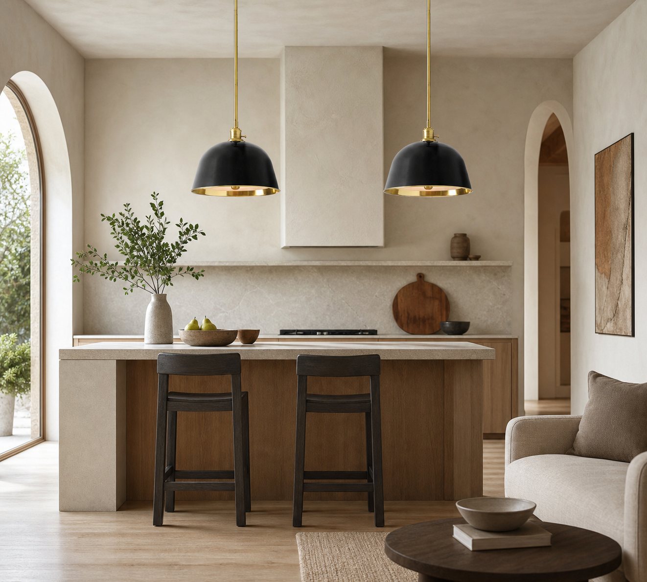 Forvara Metal Pole Pendant Light - Bell Diffuser Design for Kitchen Islands