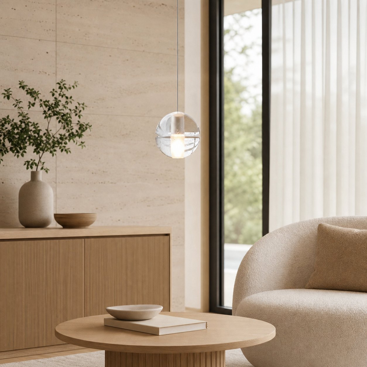 Lorivo Decorative Crystal Sphere Pendant Light Starry Visual for Lounge Areas