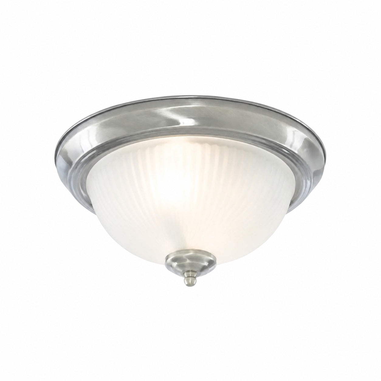 TF Vintora Modern Flush Ceiling Light – Ribbed Glass and Metal Trim for Kitchens or Hallways