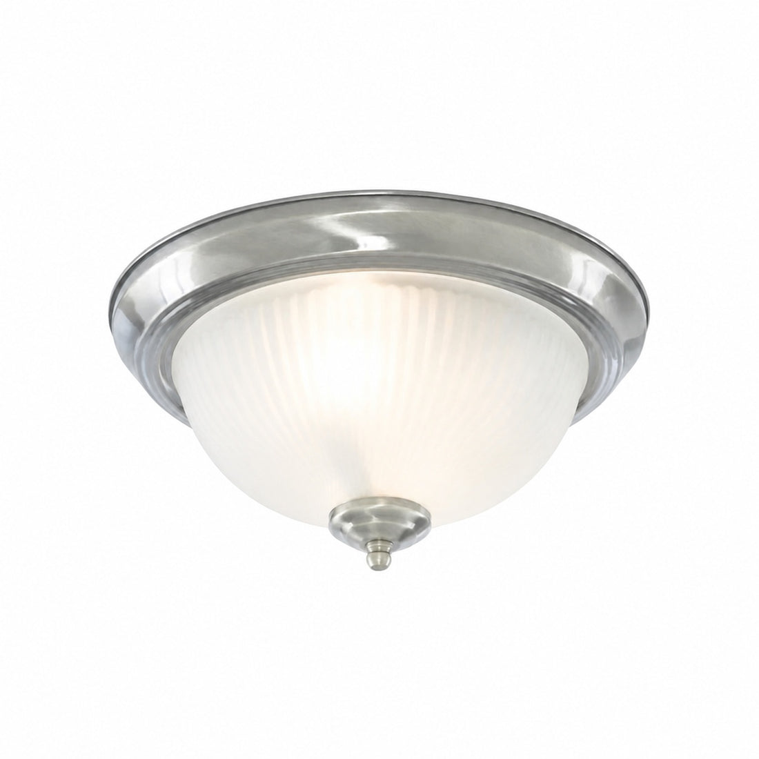 TF Vintora Modern Flush Ceiling Light – Ribbed Glass and Metal Trim for Kitchens or Hallways