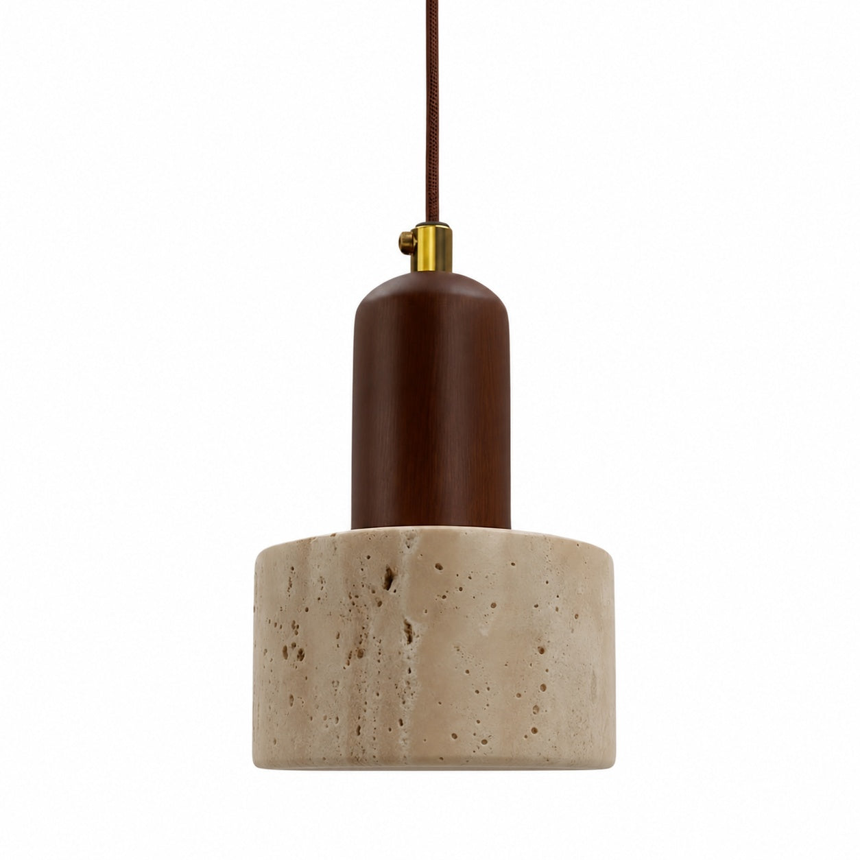 WabiLum Minimalist Japanese Travertine Wood Pendant Light - Elegant Home Lighting for Bedroom