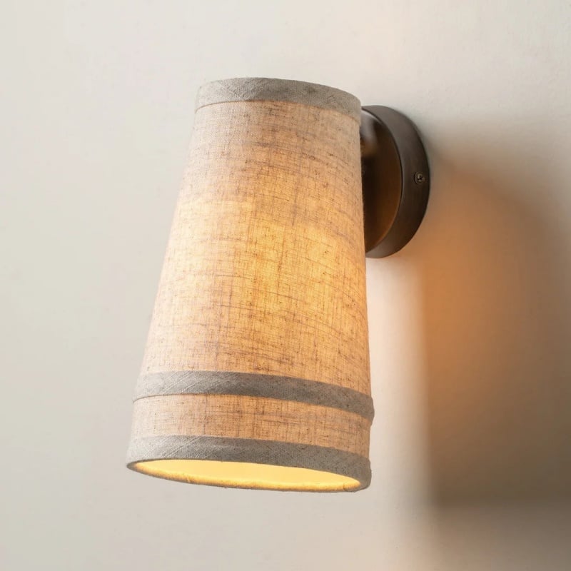 Zalen Textured Linen Wall Light – Soft Retro Wall Sconce for Reading Nook