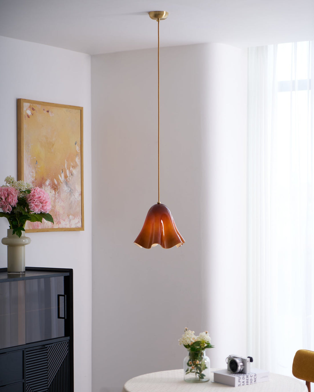 Bellina Artistic Glass Pendant Light - Modern Bloom Inspired Hanging Ceiling Lamp