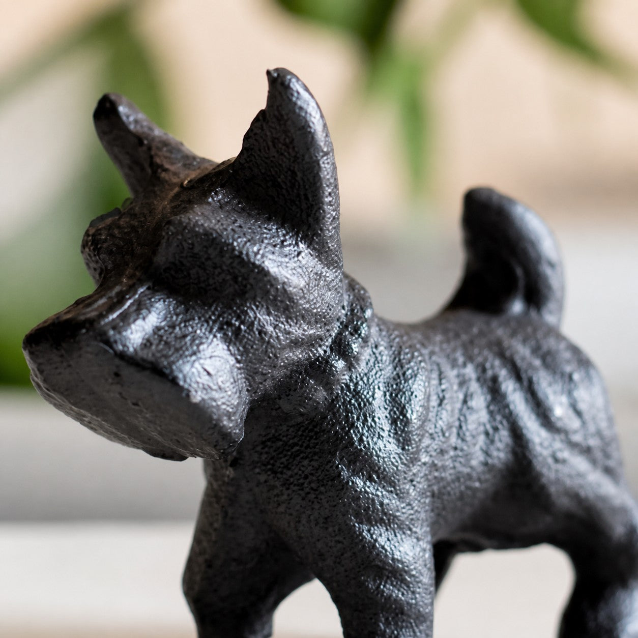 Cast iron Schnauzer figurine head detail