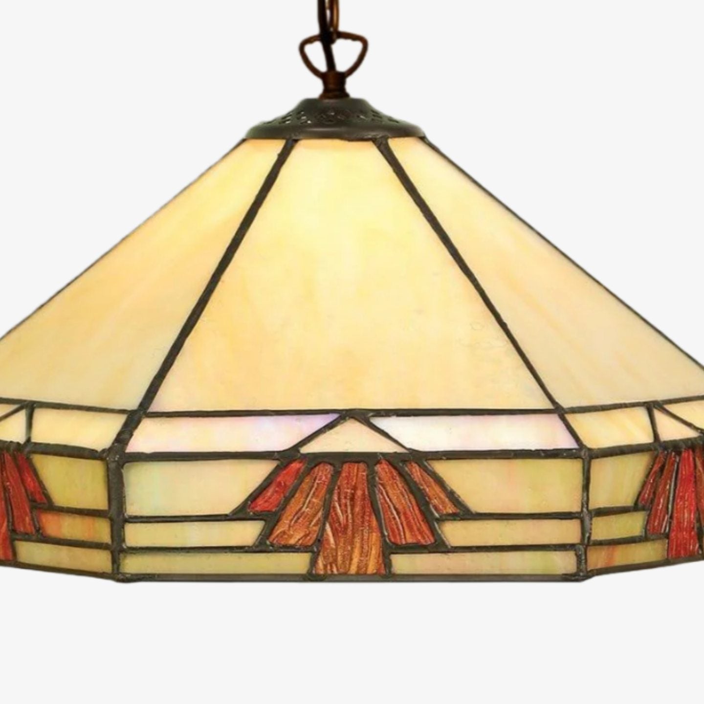 TF Nevada Vintage Stained Glass Pendant - Handcrafted Art Glass Lighting for Dining Areas