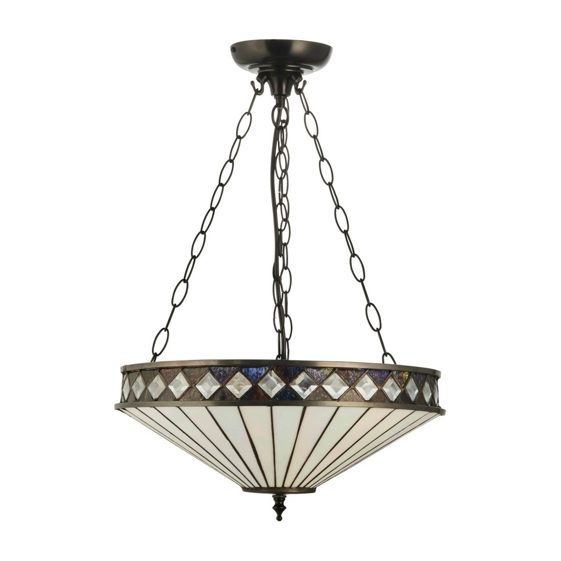 TF Fargo Adjustable Pendant with Stained-Glass Inspired Inverted Shade for Island and Dining