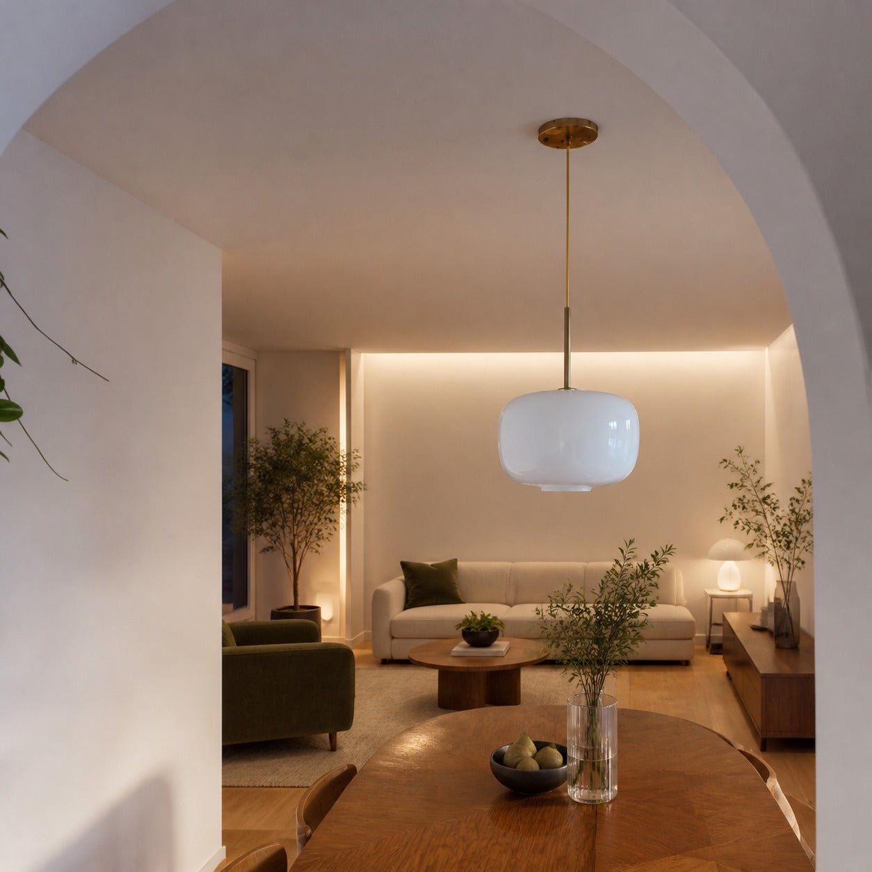 Lumivelle Pebble Pendant Light - Adjustable Glass Shade - Modern Lighting