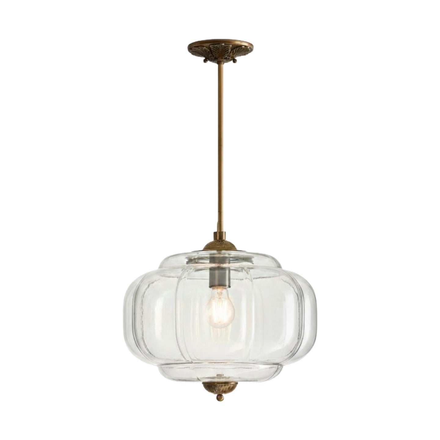 Antique Brass Green Glass Eloise Pendant Light