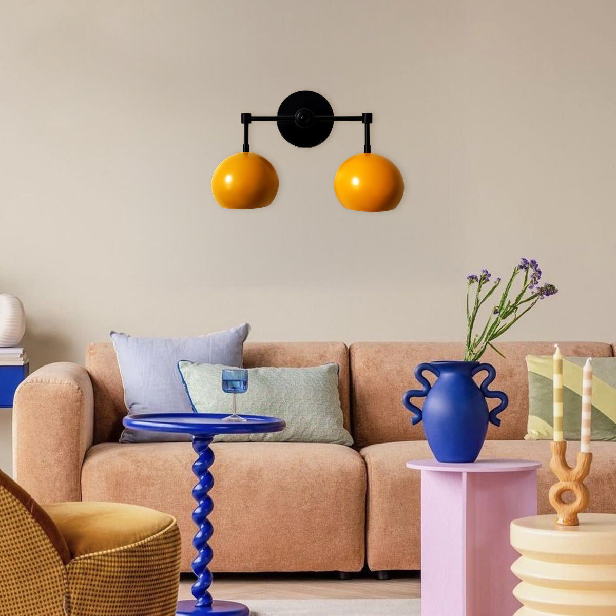 Sunshine Yellow Shades Sconce - Bubble Pop Vanity Wall Light For Bedroom