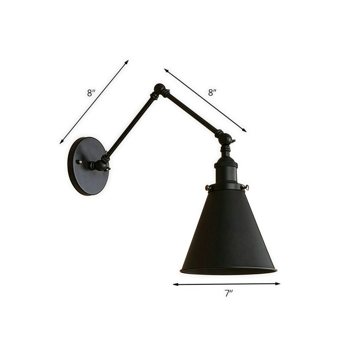 Industrial Swing Arm Wall Light – Black Adjustable Metal Farmhouse Lamp