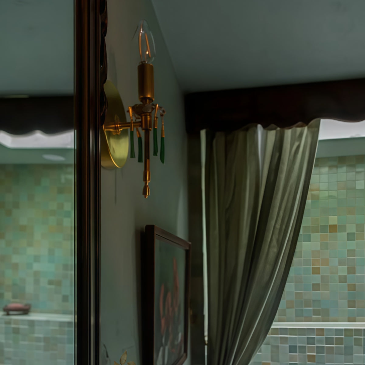 Romantic Victorian Brass Wall Sconce - Accent Light With Tassels