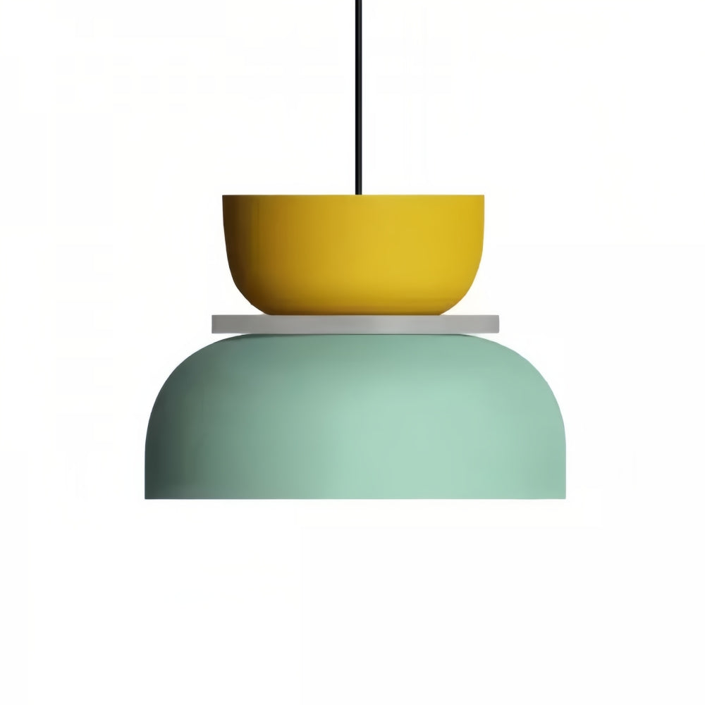 Nordic Style Macaron Pendant Light - Modern Color Block Bowl Shade Lamp