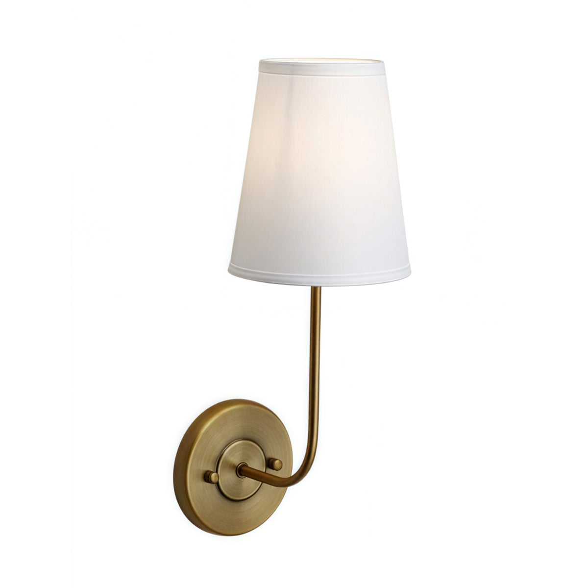 Rustic Cone Shape Fabric Wall Sconce – Antique Brass Metal Accent Light