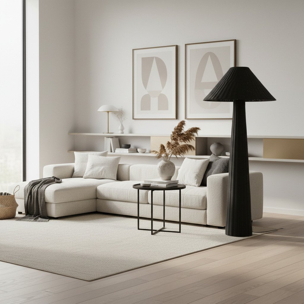 Wickara Woven Floor Lamp - Sculptural rattan design with natural rattan style, suitable for living room & bedroom