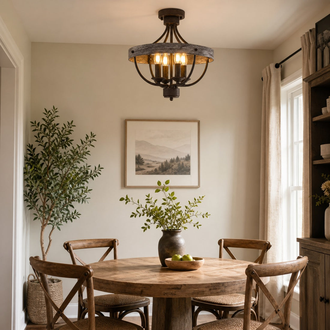 Vintage Farmhouse Semi Flush Mount Ceiling Light