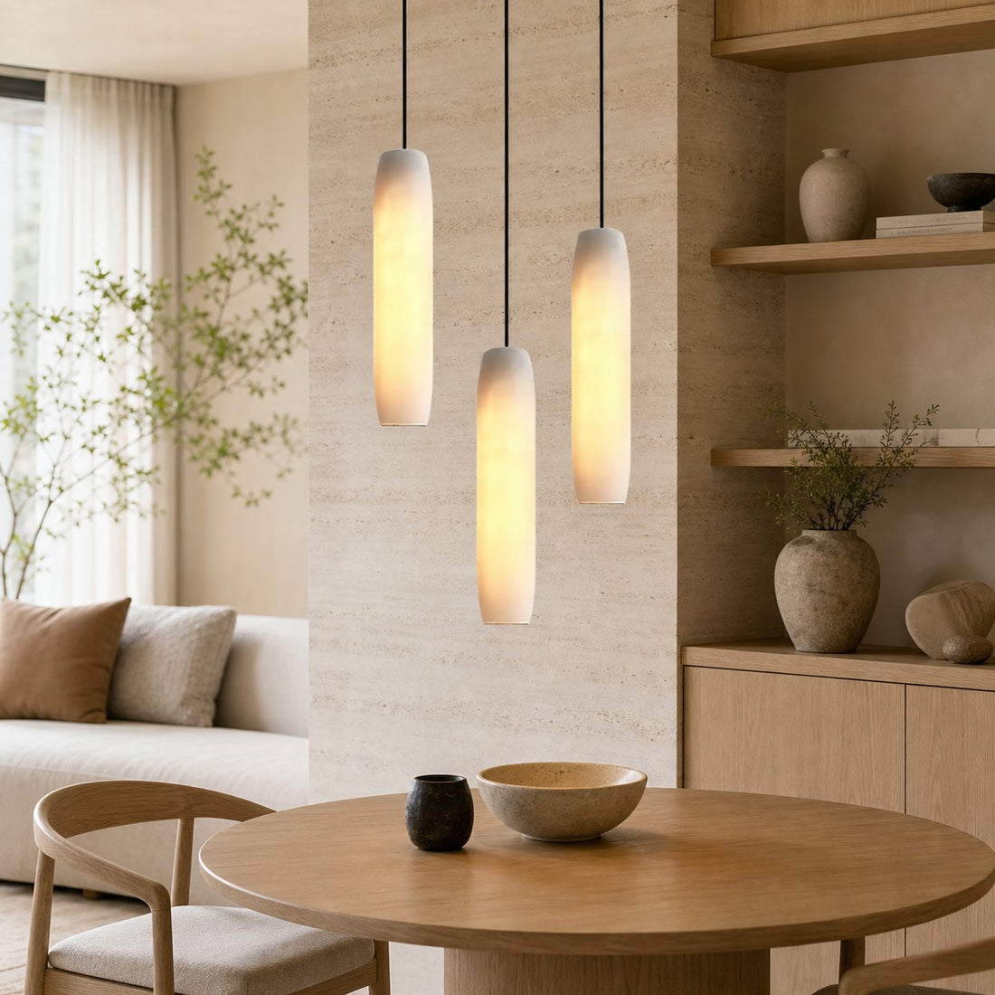 Alabaster Flute Pendant Light
