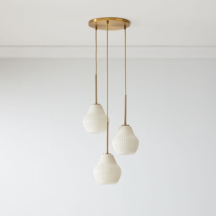 Rivrona Ribbed Glass 3-Light Chandelier - Sculptural Modern Lighting for Home