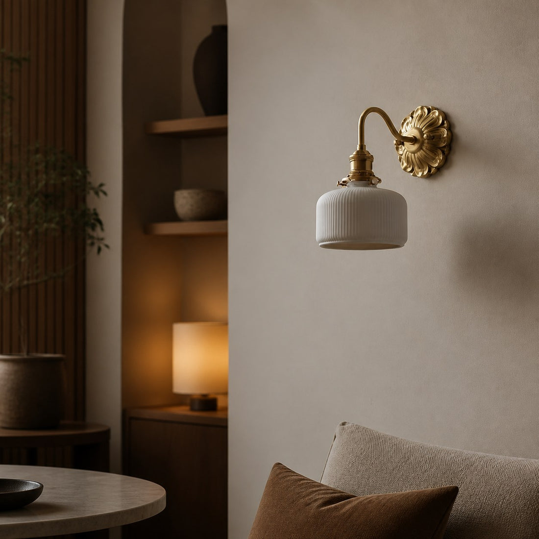 Brass Ceramic Wall Light